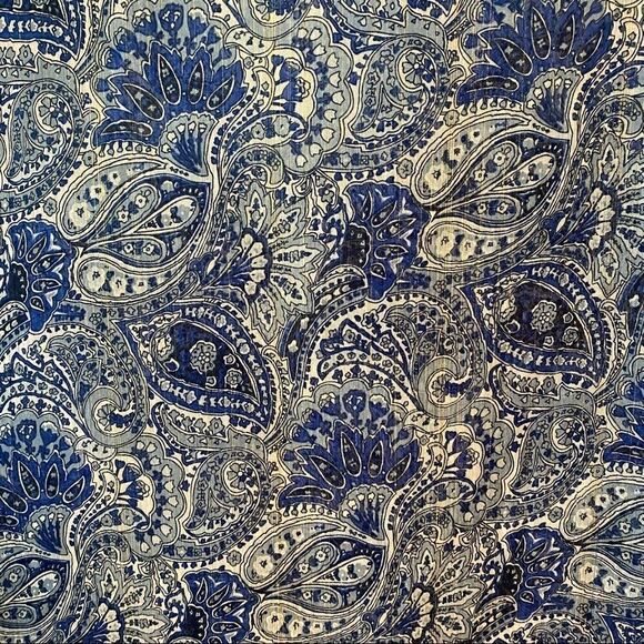 Michael Kors S Blue Gold Threaded Sheer BOHO Smocked Flared Sleeve Relaxed Top - Picture 8 of 8